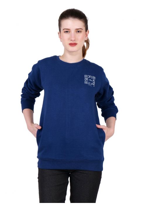 PERF Women’s Soft Fleece Sweatshirt – Denim, Poly-Cotton Blend, 340 GSM Warmth