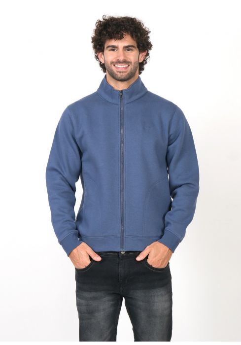 PERF Poly Cotton High Neck Fleece Jacket -3-Thread Warm Fleece with Zipper and Pockets