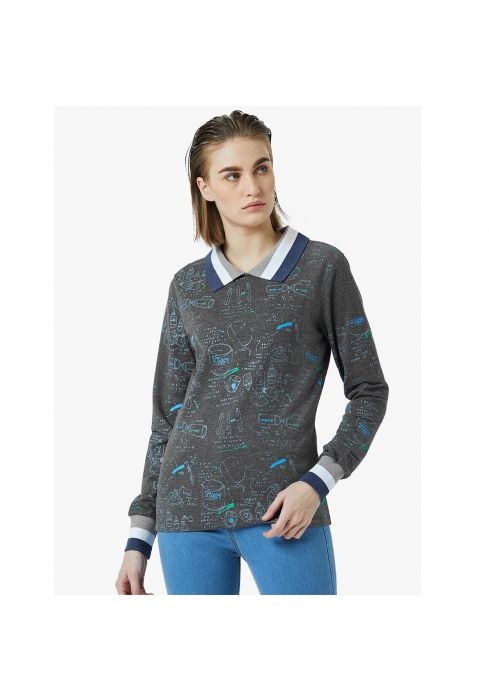 PERF Women's Stylish all-over Printed Polo T-Shirt