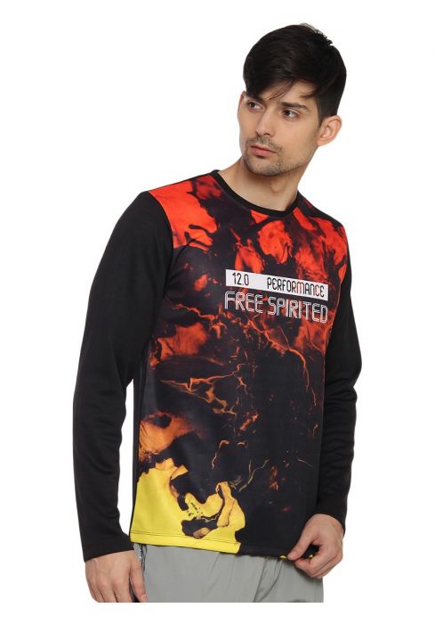 PERF Polyester Sublimation Grunge Print Long Sleeve Tshirt For Men