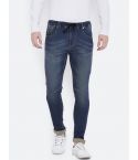 Perf Men Denim Blue Slim Jogger with Whiskering & Tinting