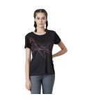 PERF Women Black Wave Print T-shirt